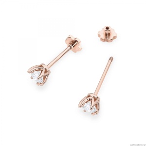 Kolczyki K0575 Diament Laboratoryjny 2 x 0.30ct różowe złoto sztyft zakręcany
