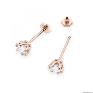 Kolczyki K0575 Diament Laboratoryjny 2 x 0.40ct różowe złoto sztyft zakręcany