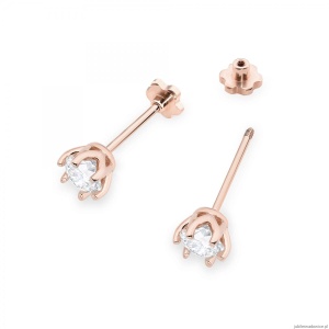 Kolczyki K0575 Diament Laboratoryjny 2 x 0.50ct różowe złoto sztyft zakręcany