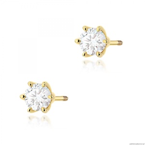 Kolczyki K0575 Diament 2 x 0.40ct żółte złoto sztyft zakręcany