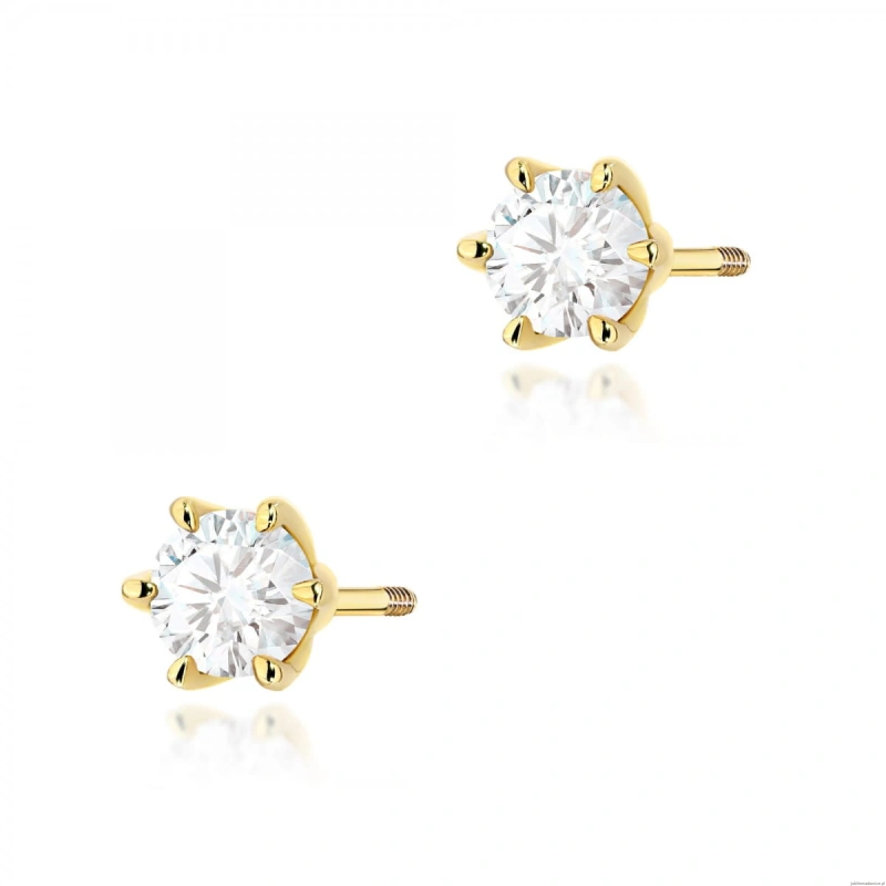 Kolczyki K0575 Diament 2 x 0.40ct żółte złoto sztyft zakręcany