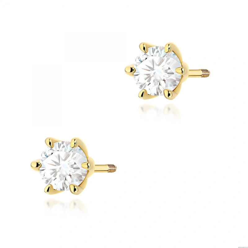 Kolczyki K0575 Diament 2 x 0.50ct żółte złoto sztyft zakręcany