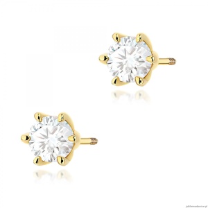 Kolczyki K0575 Diament 2 x 0.70ct żółte złoto sztyft zakręcany