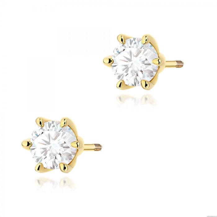Kolczyki K0575 Diament 2 x 0.70ct żółte złoto sztyft zakręcany
