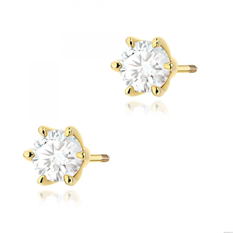 Kolczyki K0575 Diament 2 x 0.70ct żółte złoto sztyft zakręcany