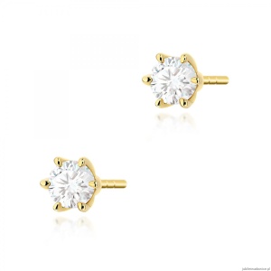Kolczyki K0575 Diament Laboratoryjny 2 x 0.30ct żółte złoto
