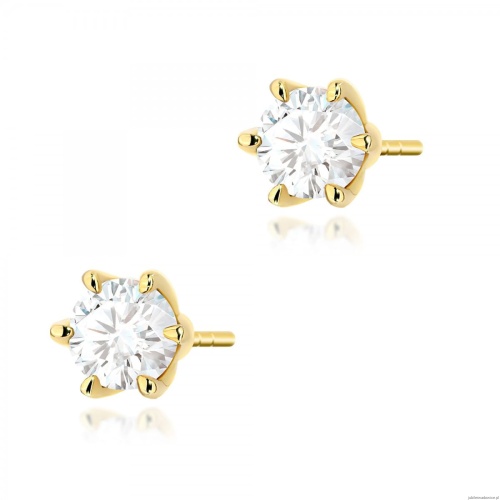 Kolczyki K0575 Diament Laboratoryjny 2 x 0.70ct żółte złoto