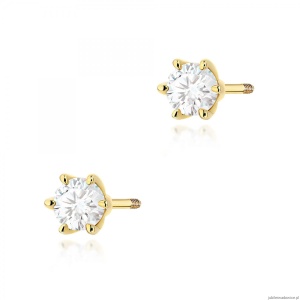 Kolczyki K0575 Diament Laboratoryjny 2 x 0.30ct żółte złoto sztyft zakręcany