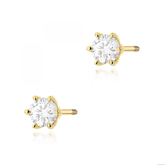 Kolczyki K0575 Diament Laboratoryjny 2 x 0.30ct żółte złoto sztyft zakręcany