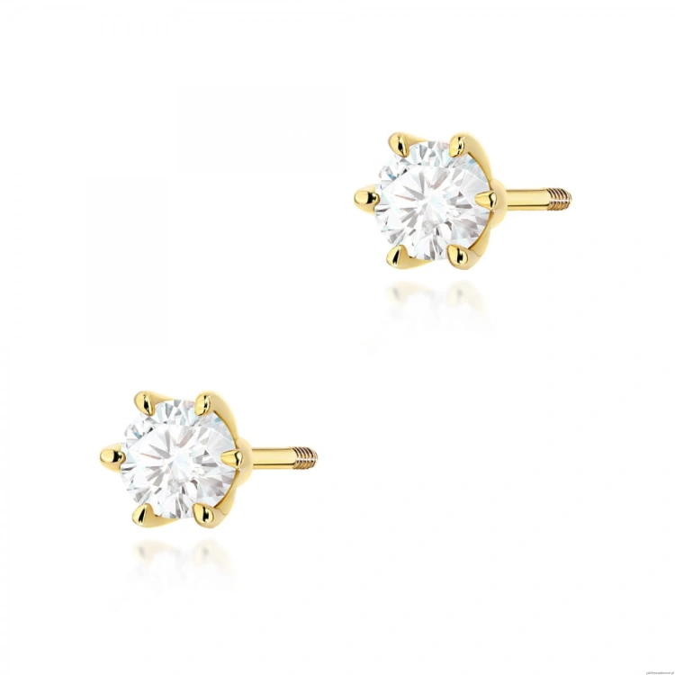 Kolczyki K0575 Diament Laboratoryjny 2 x 0.30ct żółte złoto sztyft zakręcany