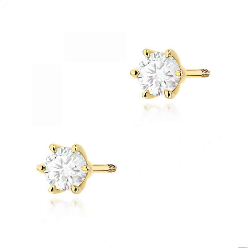 Kolczyki K0575 Diament Laboratoryjny 2 x 0.30ct żółte złoto sztyft zakręcany