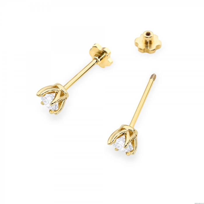 Kolczyki K0575 Diament Laboratoryjny 2 x 0.30ct żółte złoto sztyft zakręcany
