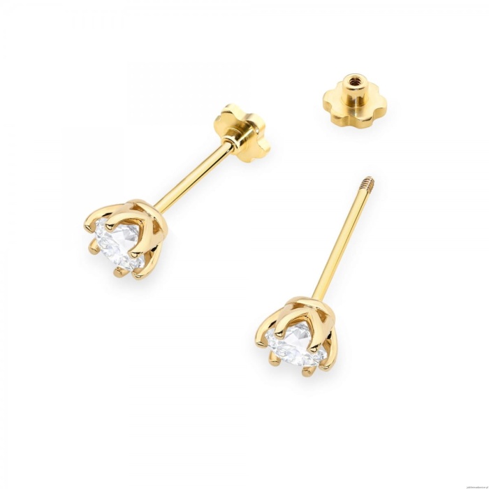 Kolczyki K0575 Diament Laboratoryjny 2 x 0.40ct żółte złoto sztyft zakręcany