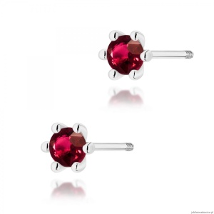 Kolczyki K0222 Rubin 2 x 0,15ct białe złoto sztyft zakręcany