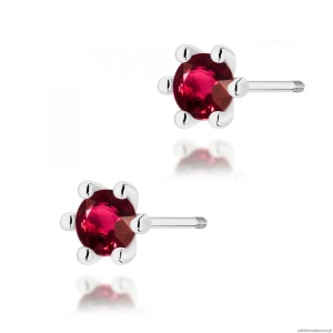 Kolczyki K0222 Rubin 2 x 0,30ct białe złoto sztyft zakręcany