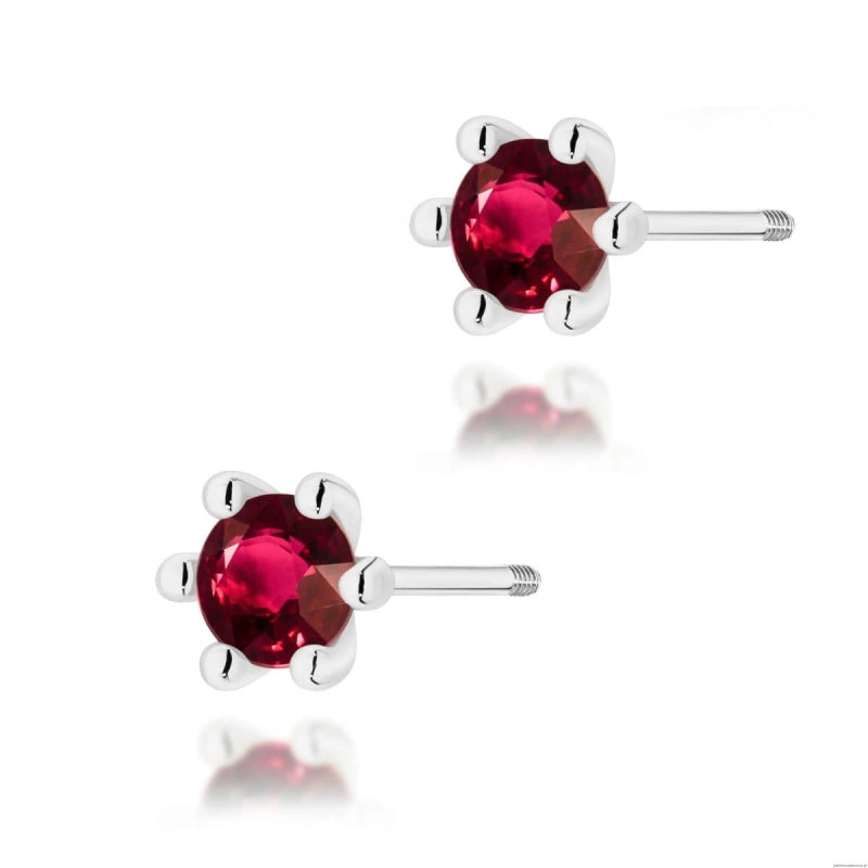 Kolczyki K0222 Rubin 2 x 0,30ct białe złoto sztyft zakręcany