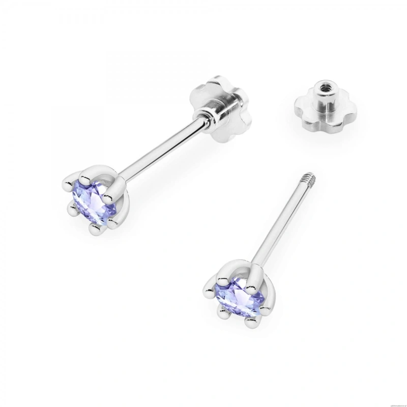 Kolczyki K0222 Tanzanit 2 x 0,15ct białe złoto sztyft zakręcany