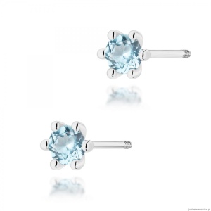 Kolczyki K0222 Topaz Swiss 2 x 0,15ct białe złoto sztyft zakręcany