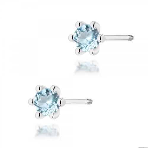 Kolczyki K0222 Topaz Swiss 2 x 0,15ct białe złoto sztyft zakręcany