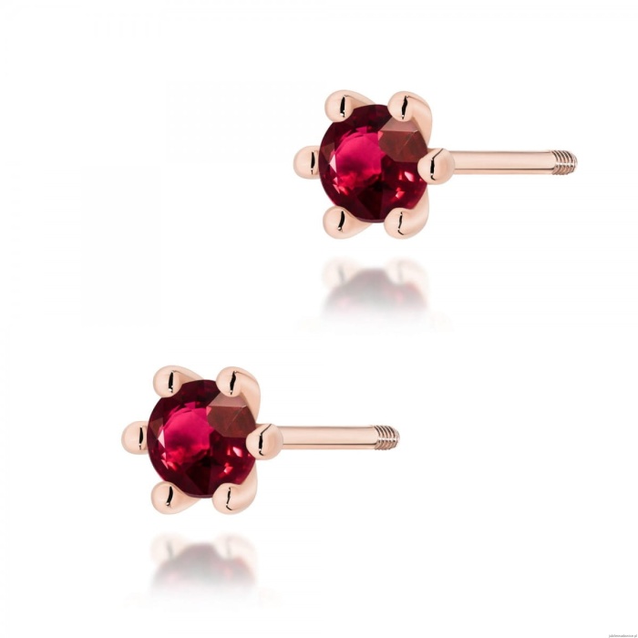 Kolczyki K0222 Rubin 2 x 0,15ct różowe złoto sztyft zakręcany