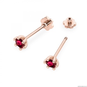 Kolczyki K0222 Rubin 2 x 0,15ct różowe złoto sztyft zakręcany