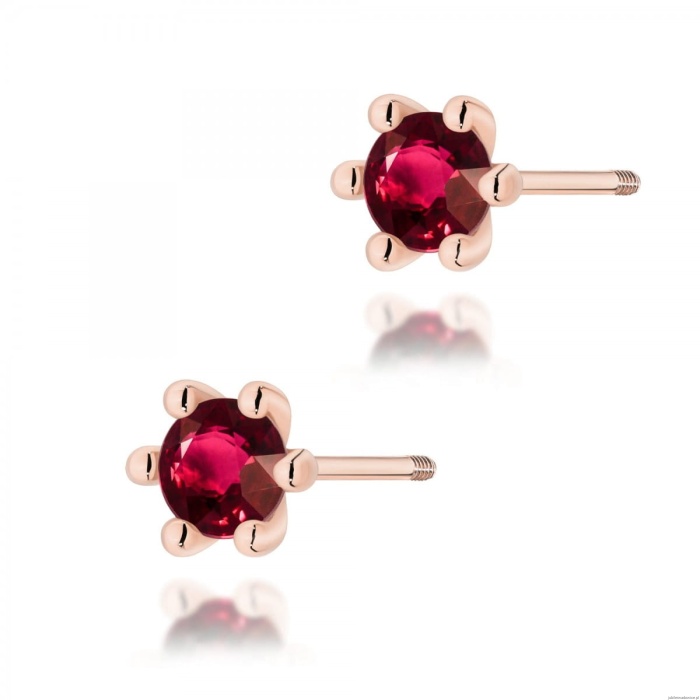 Kolczyki K0222 Rubin 2 x 0,30ct różowe złoto sztyft zakręcany
