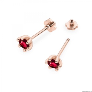 Kolczyki K0222 Rubin 2 x 0,30ct różowe złoto sztyft zakręcany