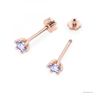 Kolczyki K0222 Tanzanit 2 x 0,15ct różowe złoto sztyft zakręcany