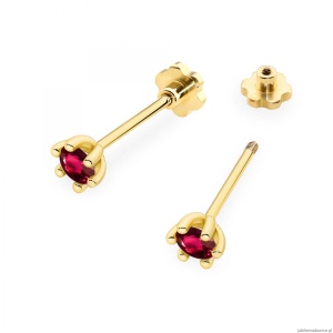 Kolczyki K0222 Rubin 2 x 0,15ct żółte złoto sztyft zakręcany