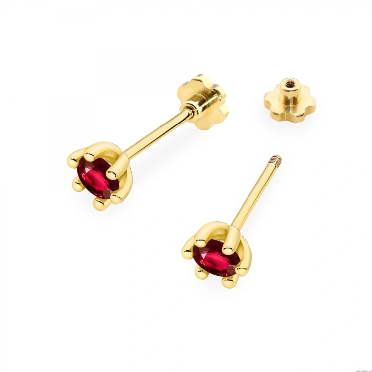 Kolczyki K0222 Rubin 2 x 0,30ct żółte złoto sztyft zakręcany