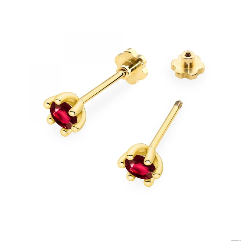 Kolczyki K0222 Rubin 2 x 0,30ct żółte złoto sztyft zakręcany