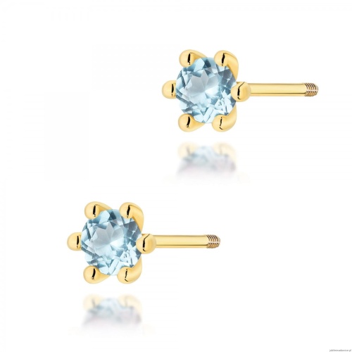 Kolczyki K0222 Topaz Swiss 2 x 0,15ct żółte złoto sztyft zakręcany