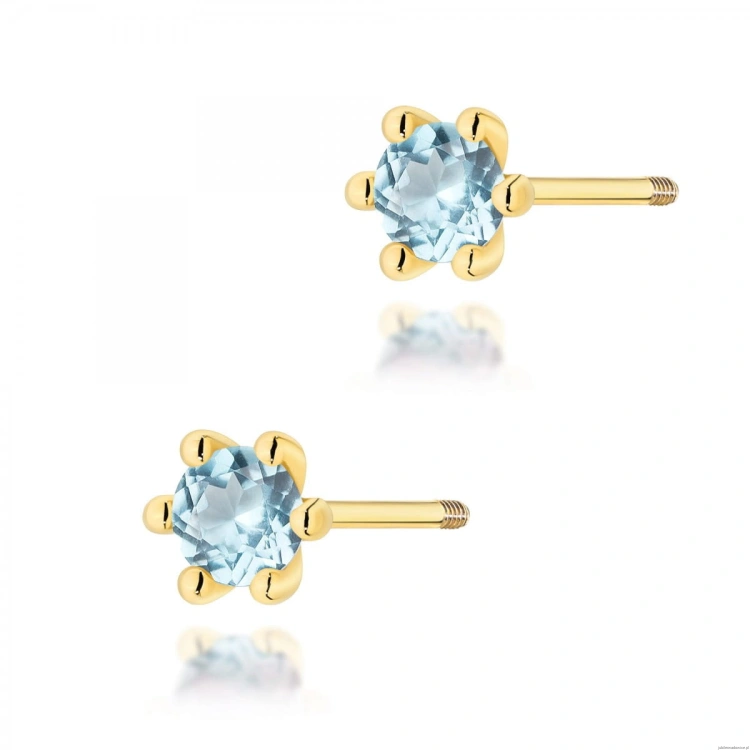 Kolczyki K0222 Topaz Swiss 2 x 0,15ct żółte złoto sztyft zakręcany