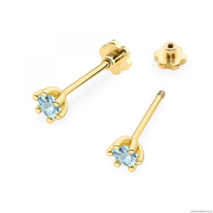 Kolczyki K0222 Topaz Swiss 2 x 0,15ct żółte złoto sztyft zakręcany