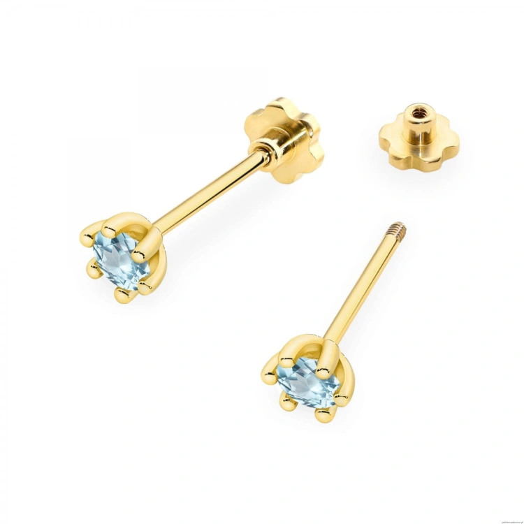 Kolczyki K0222 Topaz Swiss 2 x 0,15ct żółte złoto sztyft zakręcany