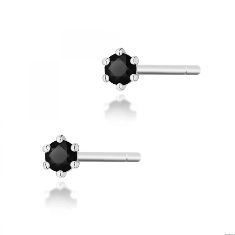 Kolczyki K0501 Czarny Diament 2 x 0.04ct białe złoto