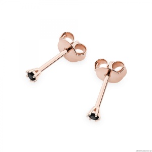 Kolczyki K0501 Czarny Diament 2 x 0.04ct różowe złoto