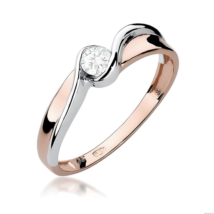 Pierścionek W0278 Diament Laboratoryjny 0,15ct różowe złoto