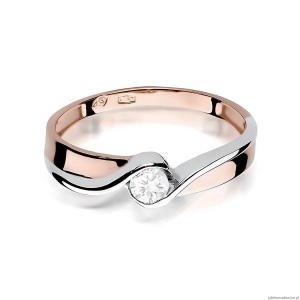 Pierścionek W0278 Diament Laboratoryjny 0,15ct różowe złoto