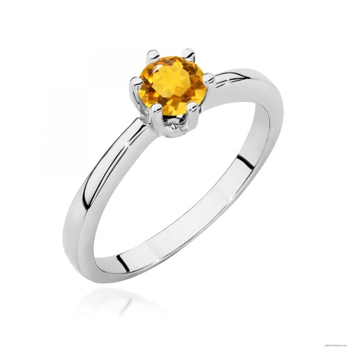 Pierścionek W0563 cytryn 0,50ct białe złoto