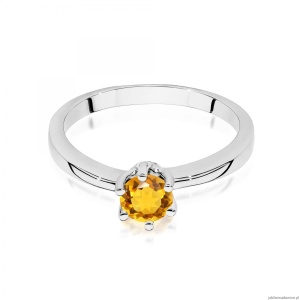 Pierścionek W0563 cytryn 0,50ct białe złoto