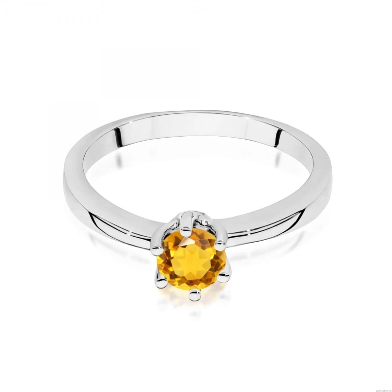 Pierścionek W0563 cytryn 0,50ct białe złoto