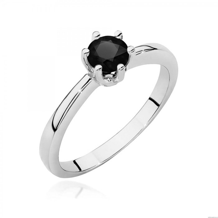 Pierścionek W0563 czarny diament 0,50ct białe złoto