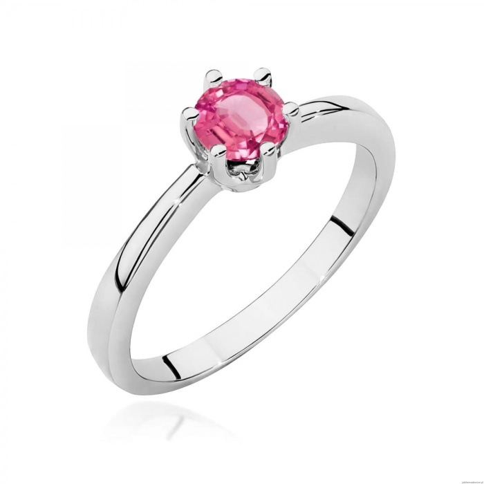 Pierścionek W0563 różowy topaz 0,60ct białe złoto