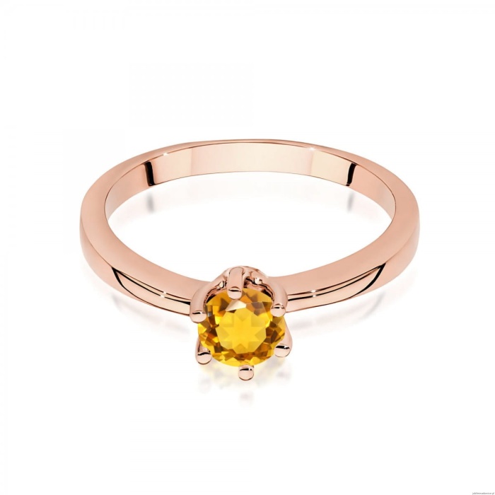 Pierścionek W0563 cytryn 0,50ct różowe złoto