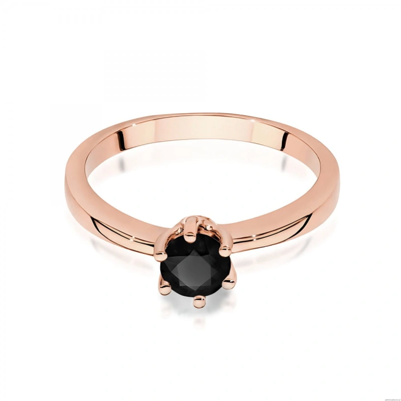 Pierścionek W0563 czarny diament 0,50ct różowe złoto