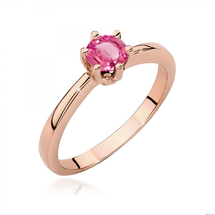Pierścionek W0563 różowy topaz 0,60ct różowe złoto