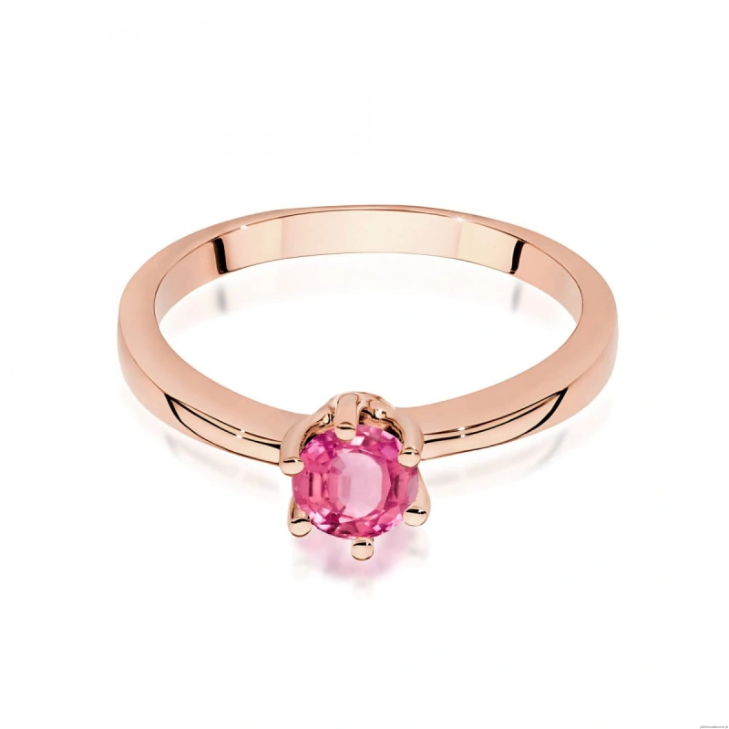 Pierścionek W0563 różowy topaz 0,60ct różowe złoto