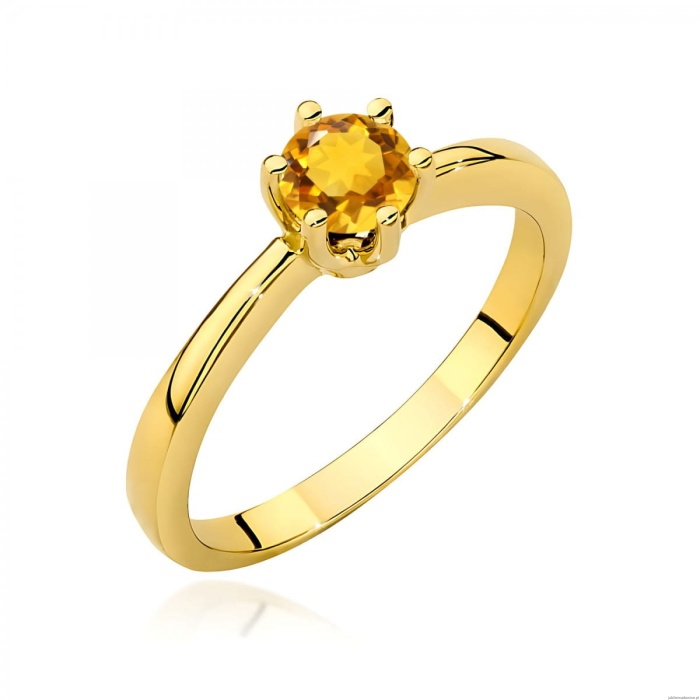 Pierścionek W0563 cytryn 0,50ct żółte złoto