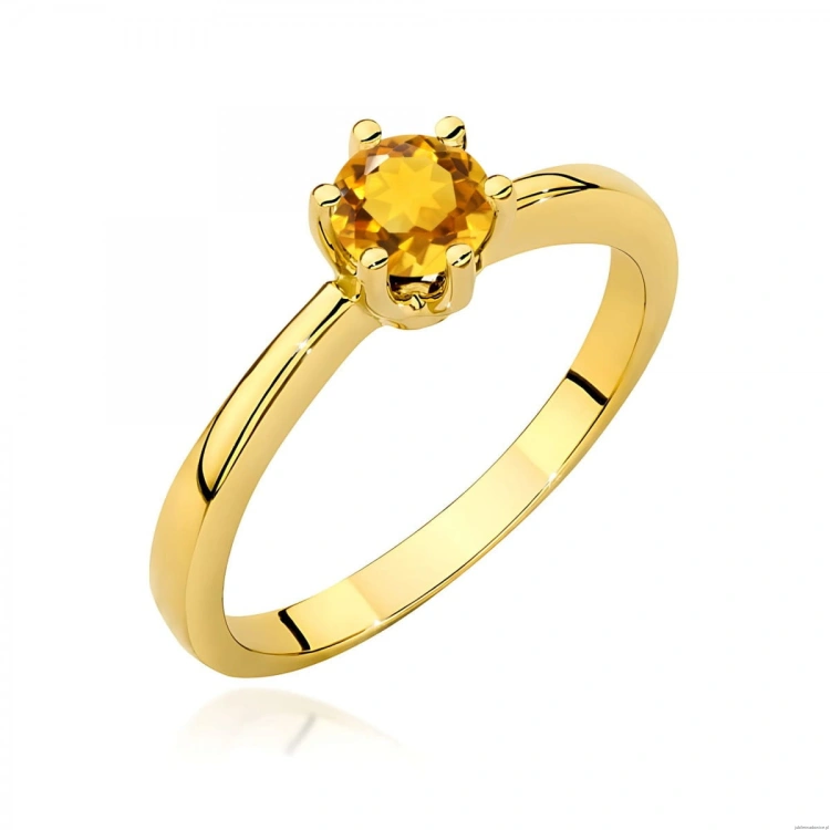 Pierścionek W0563 cytryn 0,50ct żółte złoto